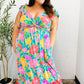 Vacay Vibes Blue Floral Print Sweetheart Twisted Neckline Maxi Dress