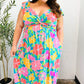 Vacay Vibes Blue Floral Print Sweetheart Twisted Neckline Maxi Dress