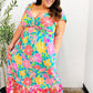 Vacay Vibes Blue Floral Print Sweetheart Twisted Neckline Maxi Dress