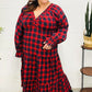 All I Want Red Plaid Elastic V Neck Tiered Maxi Dress