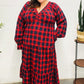 All I Want Red Plaid Elastic V Neck Tiered Maxi Dress