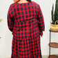 All I Want Red Plaid Elastic V Neck Tiered Maxi Dress