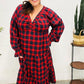 All I Want Red Plaid Elastic V Neck Tiered Maxi Dress