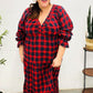 All I Want Red Plaid Elastic V Neck Tiered Maxi Dress