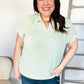 Weekend Ready Sage Collar Notch Neck Waffle Knit Top