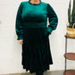 Holiday Dreaming Hunter Green Velvet Mock Neck Smocked Waist Dress