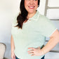 Weekend Ready Sage Collar Notch Neck Waffle Knit Top