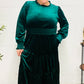 Holiday Dreaming Hunter Green Velvet Mock Neck Smocked Waist Dress