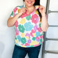 Spring Vibes Multicolor Floral Collar Notch Neck Waffle Knit Top