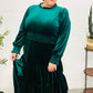 Holiday Dreaming Hunter Green Velvet Mock Neck Smocked Waist Dress