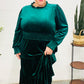 Holiday Dreaming Hunter Green Velvet Mock Neck Smocked Waist Dress
