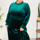 Holiday Dreaming Hunter Green Velvet Mock Neck Smocked Waist Dress