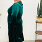 Holiday Dreaming Hunter Green Velvet Mock Neck Smocked Waist Dress
