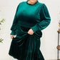 Holiday Dreaming Hunter Green Velvet Mock Neck Smocked Waist Dress