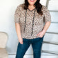 Everyday Animal Print Collar Notch Front Tie Knit Top