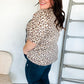 Everyday Animal Print Collar Notch Front Tie Knit Top