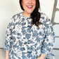 Vintage Chic Navy & Ivory Three-Quarter Bow Sleeve Contrast Stripe Blouse