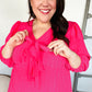 Stay With Me Pink V Neck Ribbon Bow Babydoll Woven Blouse