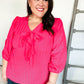Stay With Me Pink V Neck Ribbon Bow Babydoll Woven Blouse