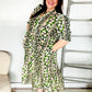 Hello Beautiful Black & Green Ruffled Notch Neck Babydoll Smocked Midi Dress