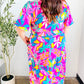 Tropical Trance Fuchsia Floral Smocked Waist Maxi Dress