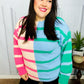 Perfectly Poised Blush & Blue Stripe Color Block Knit Sweater