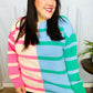 Perfectly Poised Blush & Blue Stripe Color Block Knit Sweater