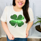 Saint Patty Sequin Clover French Terry Puff Sleeve Top