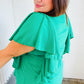Sea Green Button Ruffle Woven Top