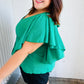 Sea Green Button Ruffle Woven Top