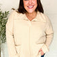 Easy Living Oatmeal Textured Knit Notch Neck Oversized Collar Sweater
