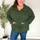 Easy Living Olive Textured Knit Notch Neck Oversized Collar Sweater