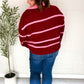 Fall For You Crimson Stripe Notched Neck Collared Oversized Sweater