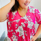 Fuchsia Floral V Neck Dolman Top