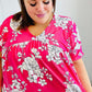 Fuchsia Floral V Neck Dolman Top