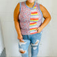 Coral & Denim Stripe Floral Print Tank Top