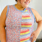 Coral & Denim Stripe Floral Print Tank Top