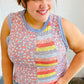 Coral & Denim Stripe Floral Print Tank Top