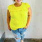 Yellow Wide Rib Frilled Short Sleeve Yoke Top