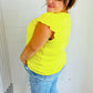 Yellow Wide Rib Frilled Short Sleeve Yoke Top