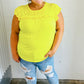 Yellow Wide Rib Frilled Short Sleeve Yoke Top