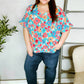 Under Your Spell Mint Flat Floral V Neck Dolman Top