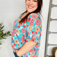 Under Your Spell Mint Flat Floral V Neck Dolman Top