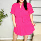 Star Struck Fuchsia Notched Neck Balloon Sleeve Sash Belt Mini Dress