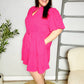 Star Struck Fuchsia Notched Neck Balloon Sleeve Sash Belt Mini Dress