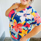 Navy & Yellow Tropical Floral V Neck Top