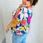 Navy & Yellow Tropical Floral V Neck Top