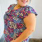 Navy Floral Print Frilled Short Sleeve Yoke Top