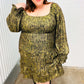 Dazzling Black Gold Foiled Smocked Fit & Flare Dress