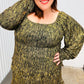 Dazzling Black Gold Foiled Smocked Fit & Flare Dress